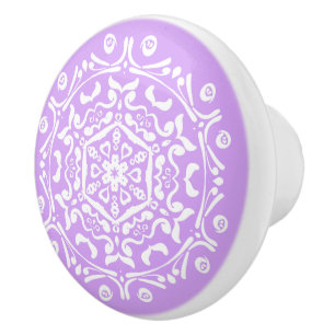 Bouton De Porte En Céramique Lavender Mandala
