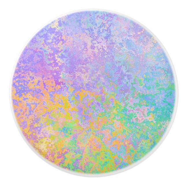 Bouton De Porte En Céramique Lavender Sunrise Pastel Neon Encre d'alcool Abstra (Devant)