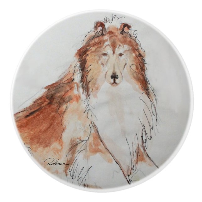 Bouton De Porte En Céramique Le bon vieux chien (Devant)