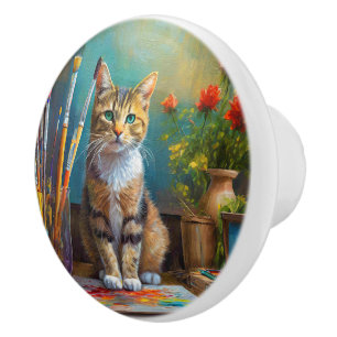 Bouton De Porte En Céramique Le Chat Artistique