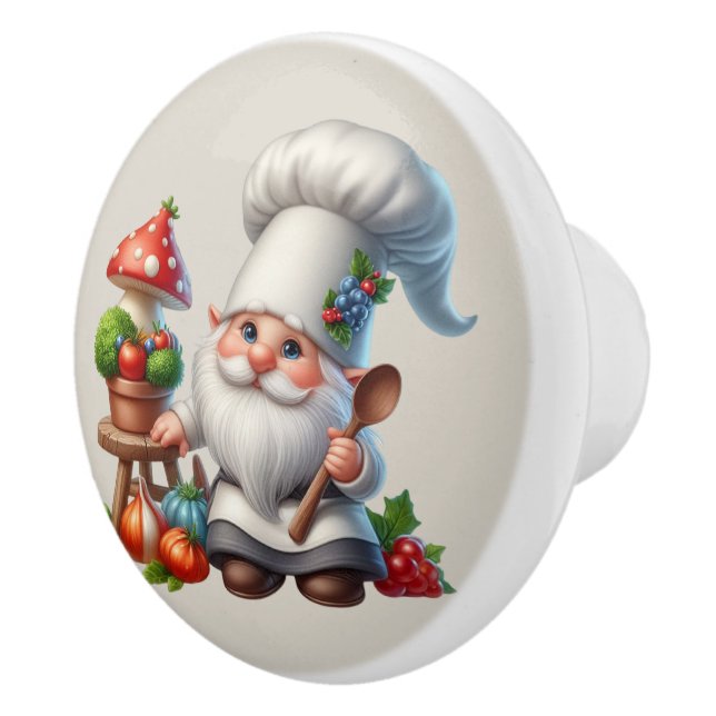 Bouton De Porte En Céramique Le chef cool gnome amoureux (Droite)