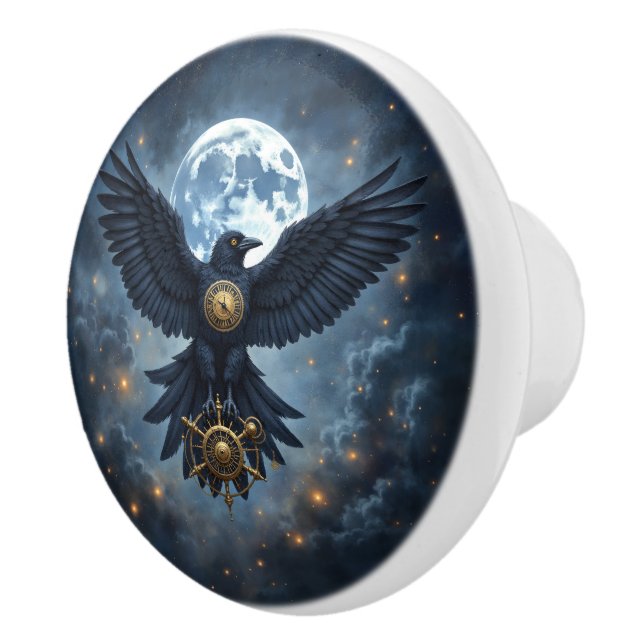 Bouton De Porte En Céramique Le Corbeau Céleste.  (Droite)