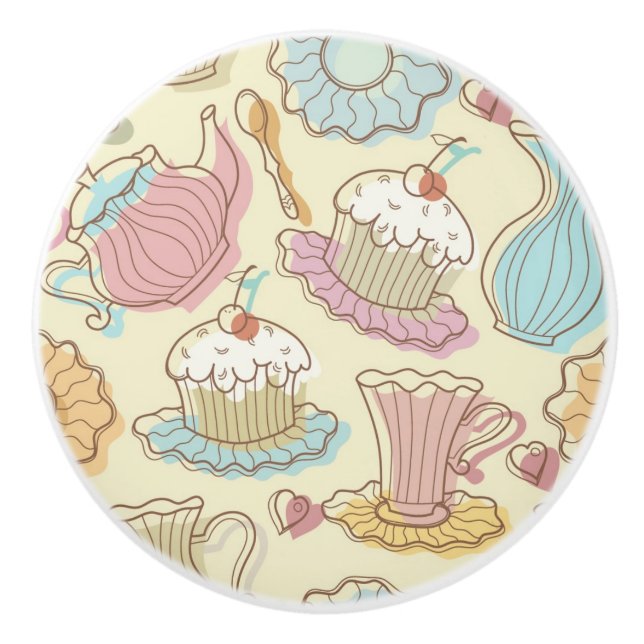 Bouton De Porte En Céramique Le dessin de main bombe des silhouettes (Devant)