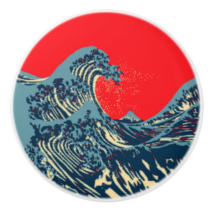 Bouton De Porte En Céramique Le Grand Hokusai Wave Pop Decor