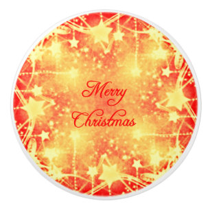 Bouton De Porte En Céramique Le jaune rouge de Joyeux Noël tient le premier
