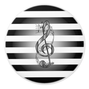 Bouton De Porte En Céramique Le ~ musical B/W de rouleau de G de ~ argenté de
