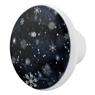 Bouton De Porte En Céramique Le Noël de SlipperyJoe, hiver magique paisible à
