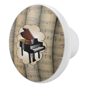 Bouton De Porte En Céramique Le piano sur le ~ de nuage a roulé le ~ d'arrièr