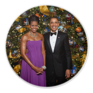 Bouton De Porte En Céramique Le président américain Barack Obama sur la carte d