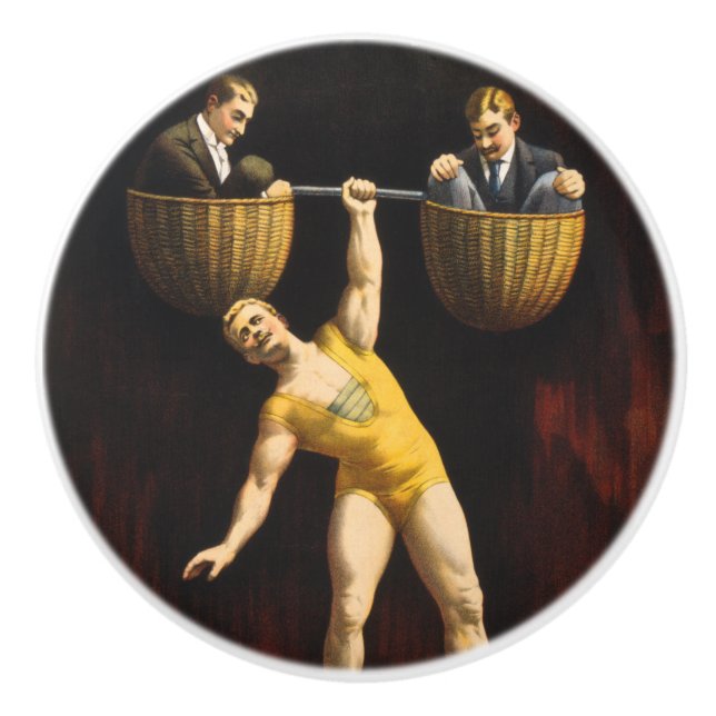 Bouton De Porte En Céramique Le Sandow Eugen Sandow Vaudeville Weightlifter (Devant)