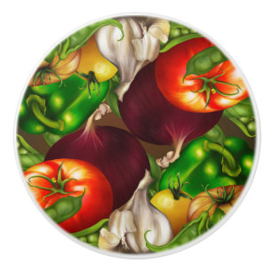 Bouton De Porte En Céramique Légumes et herbes Bio Naturel Alimentation Fraîche