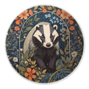 Bouton De Porte En Céramique L'élégant Badger inspiré William Morris