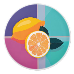 Bouton De Porte En Céramique Lemons de bloc de couleur minimaliste