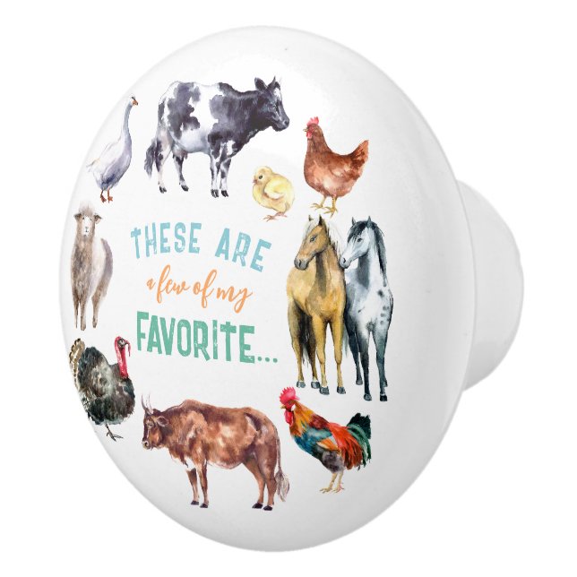 Bouton De Porte En Céramique Les animaux de ferme Voici quelques-uns de mes aqu (Droite)