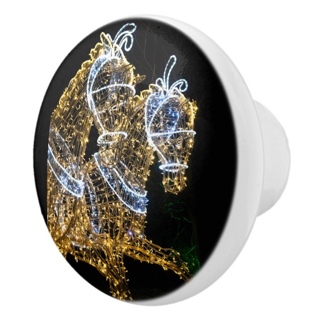 Bouton De Porte En Céramique Les chevaux d'or galopant (Droite)