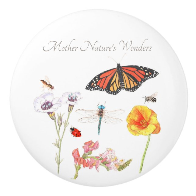 Bouton De Porte En Céramique Les merveilles de Mère Nature (Devant)