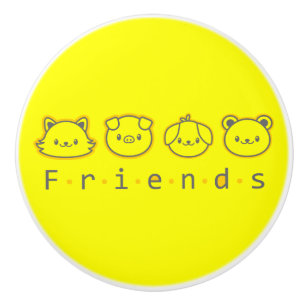 Bouton De Porte En Céramique Les mignons amis animaux face Coque-Mate coque iph