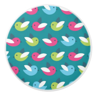 Bouton De Porte En Céramique Les oiseaux modèlent le bleu