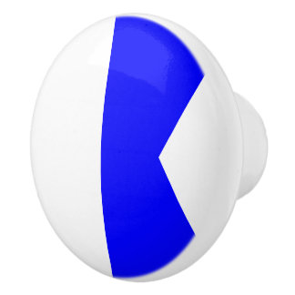 Bouton De Porte En Céramique Lettre nautique de drapeau de code de signe un