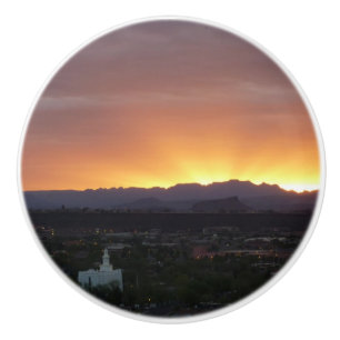 Bouton De Porte En Céramique Lever de soleil sur le paysage de St. George Utah