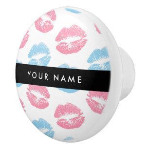Bouton De Porte En Céramique Lèvres Roses, Lèvres Bleues, Baiser, Votre Nom, Pe