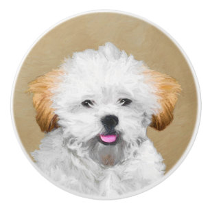 Bouton De Porte En Céramique Lhasa Apso Puppy Peinture - Cute Original Chien Ar