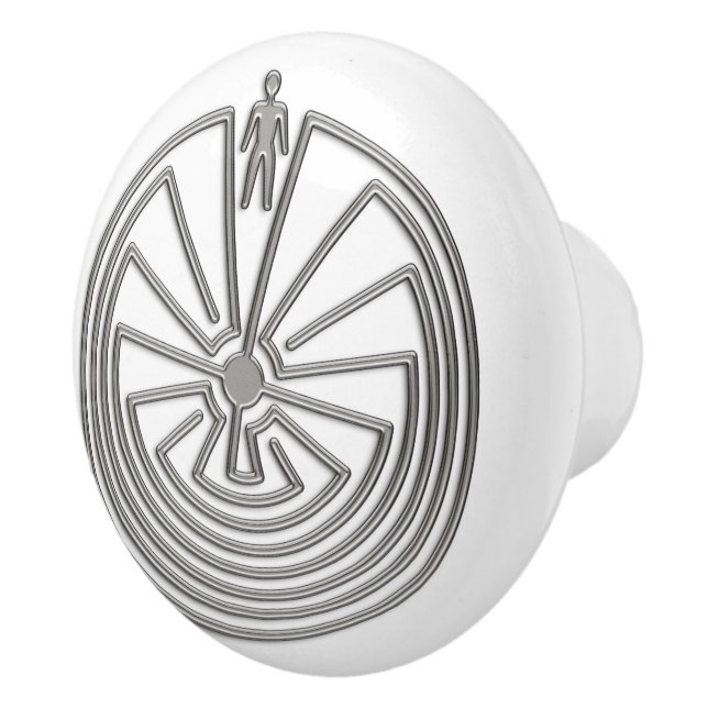 Bouton De Porte En Céramique L'HOMME DANS LE MAZE argent + votre backgr. & idée (Droite)