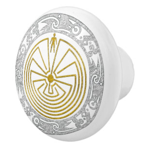 Bouton De Porte En Céramique L'HOMME DANS L'ornement MAZE + votre backgr. & idé