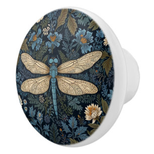 Bouton De Porte En Céramique Libellule bleue vintage