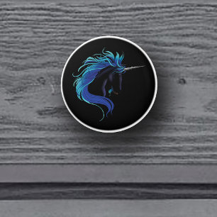 Bouton De Porte En Céramique Licorne noire élégante Fantaisie Magique Bleu Arge