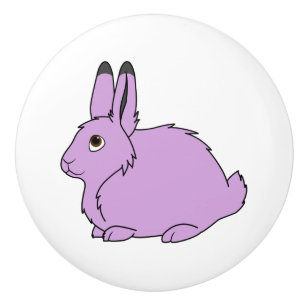 Bouton De Porte En Céramique Lièvres arctiques mauve-clair