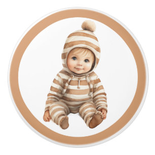 Bouton De Porte En Céramique Lifelike Baby Ceramic Knob - Unisex Nursery Decor