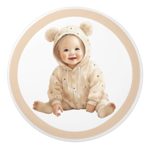 Bouton De Porte En Céramique Lifelike Baby Ceramic Knob - Unisex Nursery Decor
