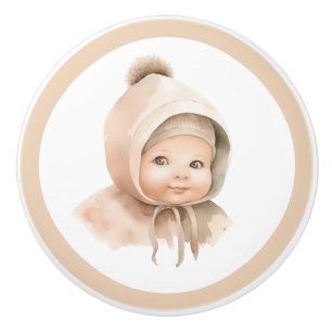 Bouton De Porte En Céramique Lifelike Baby Ceramic Knob - Unisex Nursery Decor