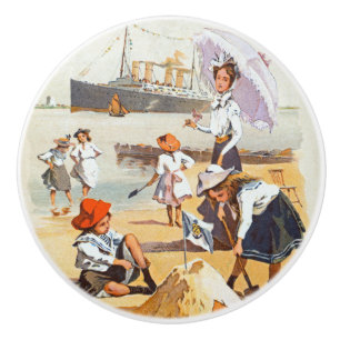 Bouton De Porte En Céramique Ligne de Hambourg-Amerika de ~ d'enfants de ~ de