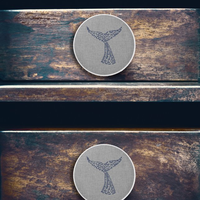 Bouton De Porte En Céramique Ligne de voile nautique (Nautical Whale Tail Line Art Ceramic Knob)