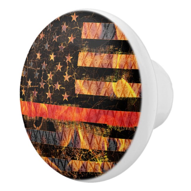 Bouton De Porte En Céramique Ligne rouge mince et flammes (Droite)