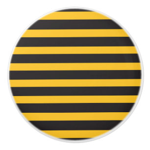 Bouton De Porte En Céramique Lignes géométriques horizontales jaunes et noires