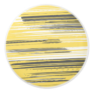 Bouton De Porte En Céramique Lignes peintes à la main - jaune