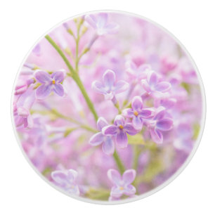 Bouton De Porte En Céramique Lilac Fleurs Mist