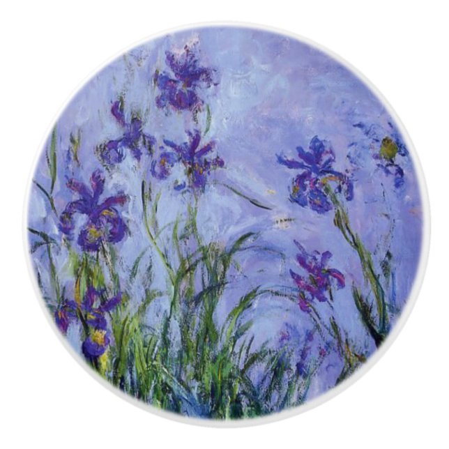 Bouton De Porte En Céramique Lilac Irises Monet (Devant)