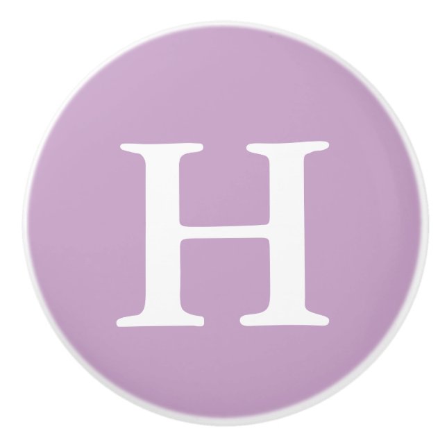 Bouton De Porte En Céramique Lilac Monogrammé (Devant)
