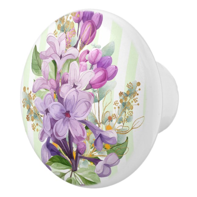 Bouton De Porte En Céramique Lilas Violet  (Droite)