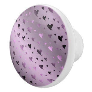 Bouton De Porte En Céramique lilas, violet, cœur, amour, valentin, forme, symbo