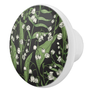 Bouton De Porte En Céramique Lily de la Vallée Floral Ceramic Knob