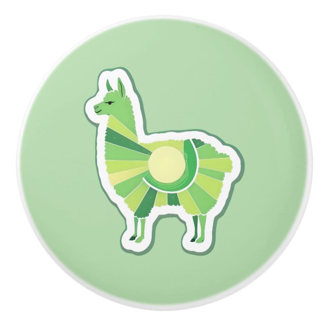 Bouton De Porte En Céramique Lime Green Llama Door Pull (Devant)