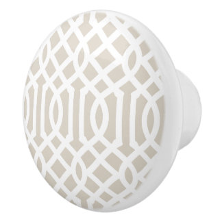 Bouton De Porte En Céramique Lin Trellis beige