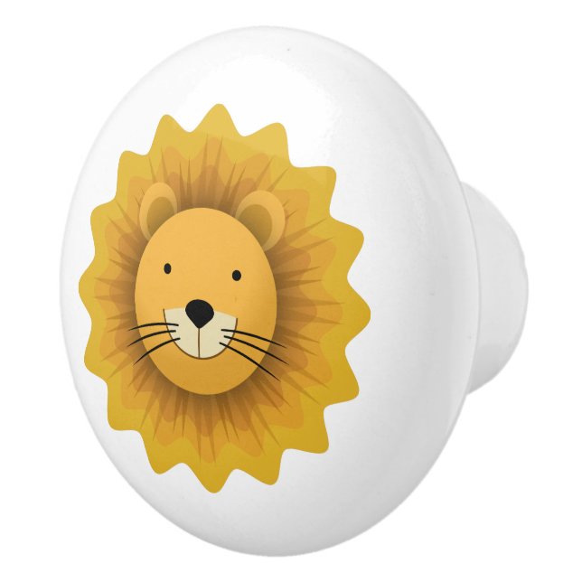 Bouton De Porte En Céramique Lion (Droite)