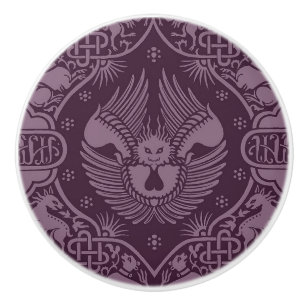 Bouton De Porte En Céramique Lion à ailes médiévales