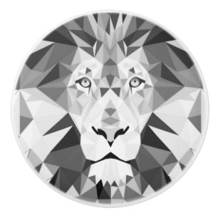 Bouton De Porte En Céramique Lion géométrique noir et blanc